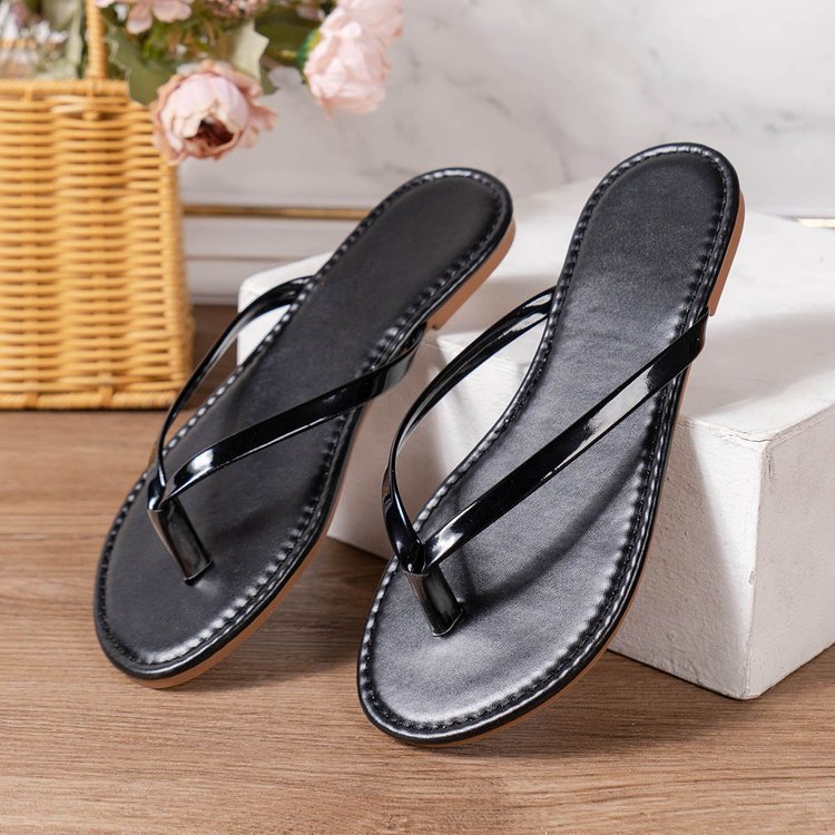 Damen moderne Zehentrenner-Sandalen mit flexiblem Riemendesign und rutschfester Sohle EB