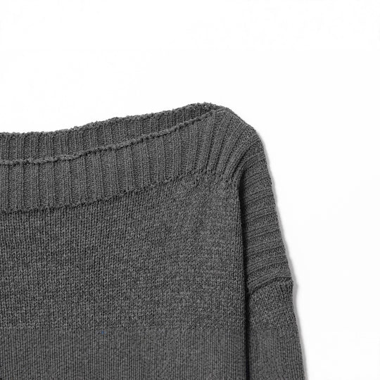 Damen legerer Strickpullover mit breitem Kragen und kontrastierenden Bündchen EB