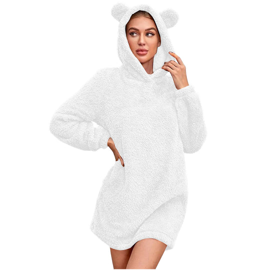 Damen Kuscheliger Hoodie mit Bärenohren EB