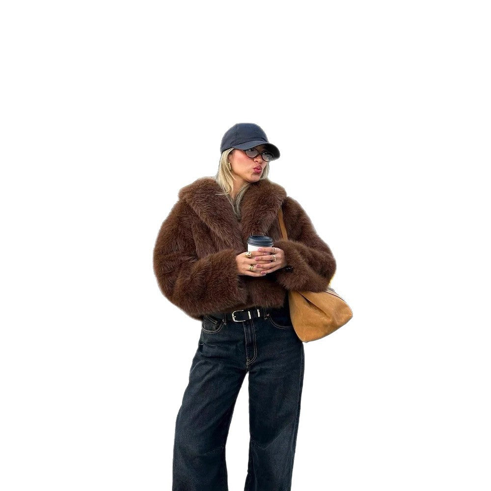 Damen Oversized Kunstfelljacke EB