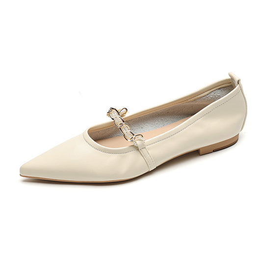Damen Ballerinas aus Leder mit edlem Kettendetail EB