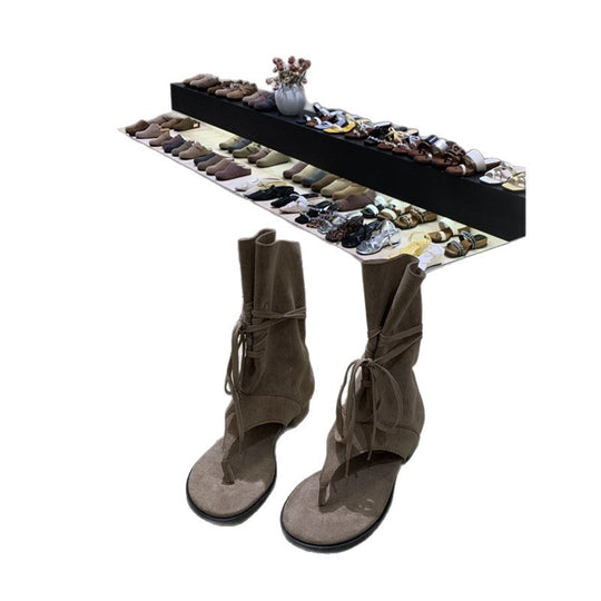 Damen modische Zehentrenner-Sandalen mit hohem Raffungseffekt EB