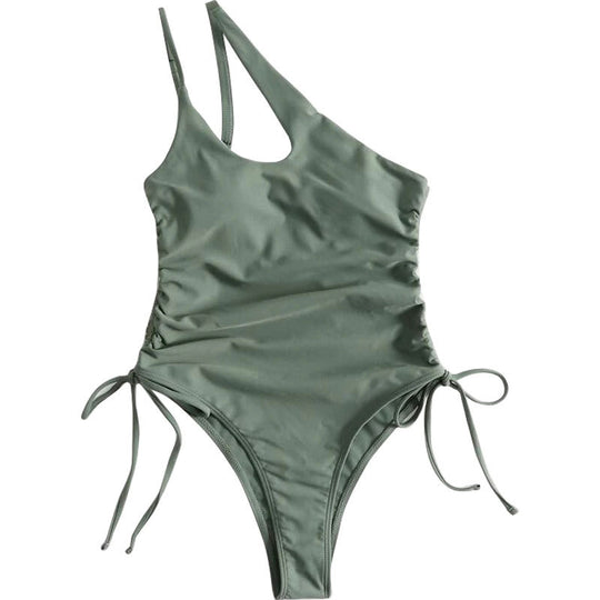 Damen Einseitiger Badeanzug mit verspieltem Muster und schmalem Schnitt EB