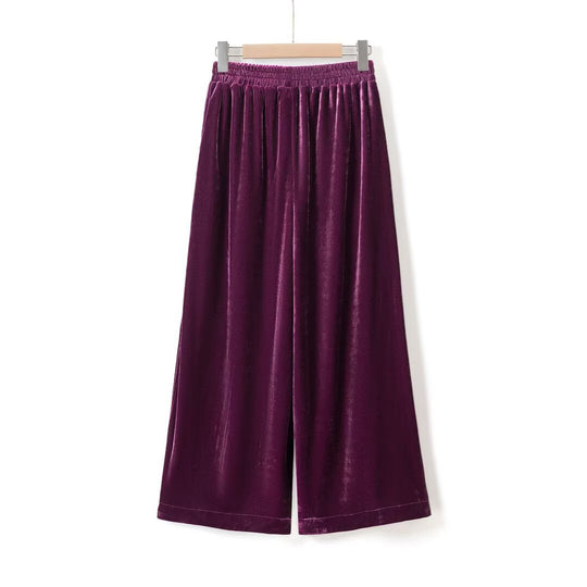 Damen Palazzo-Hose aus luxuriösem Samt mit seitlichen Glitzerelementen EB