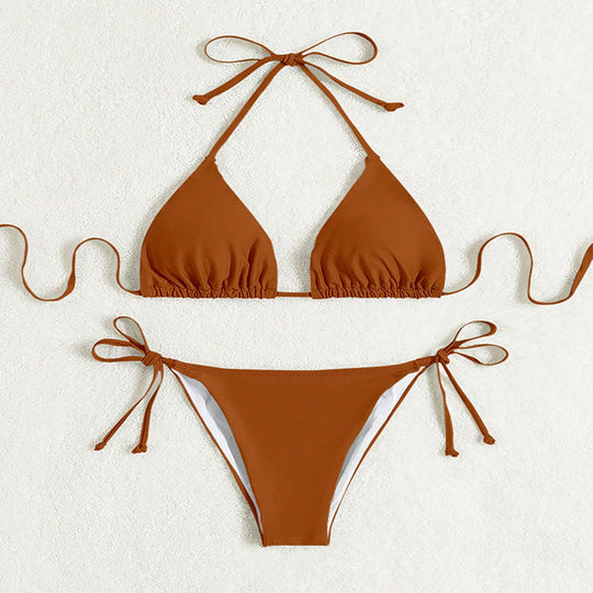 Damen Triangel-Bikini mit verstellbaren Trägern und raffiniertem Schnitt EB