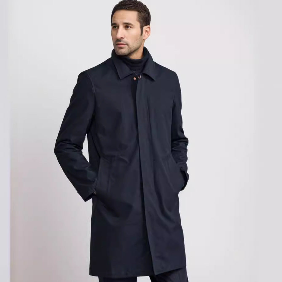 Herren eleganter Übergangsmantel mit praktischen Taschen und modernem Kragen EB