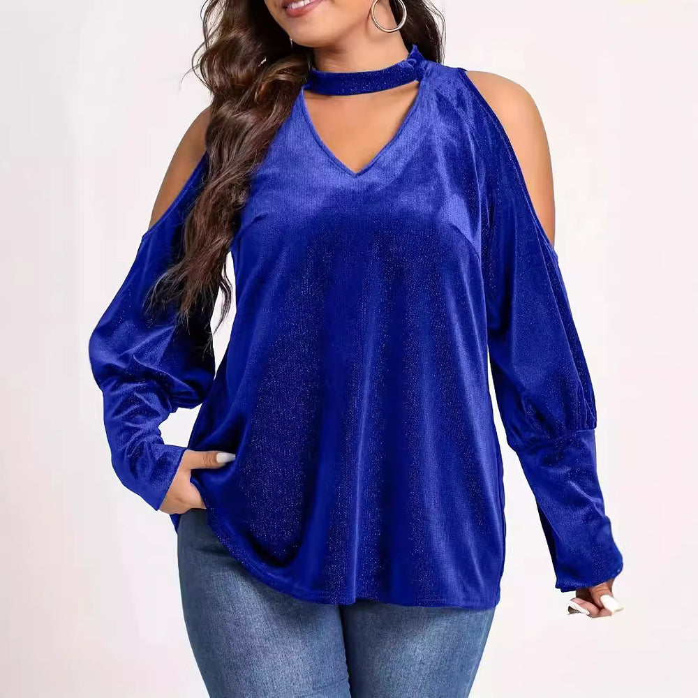 Damen Elegantes und glitzerndes Oberteil mit kalten Schultern EB