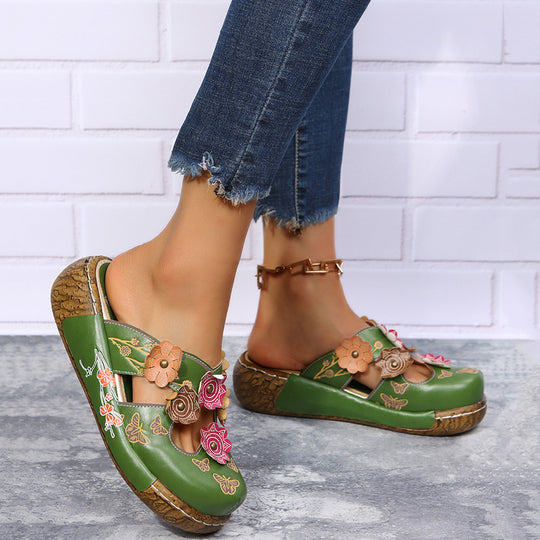Damen Clogs mit floralem Dekor und Komfortsohle EB