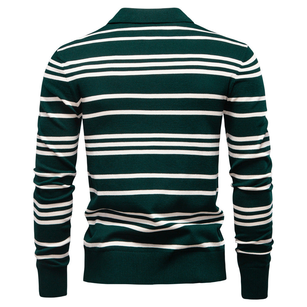 Herren Polo-Pullover mit modischem Streifenmuster und leichter Struktur EB