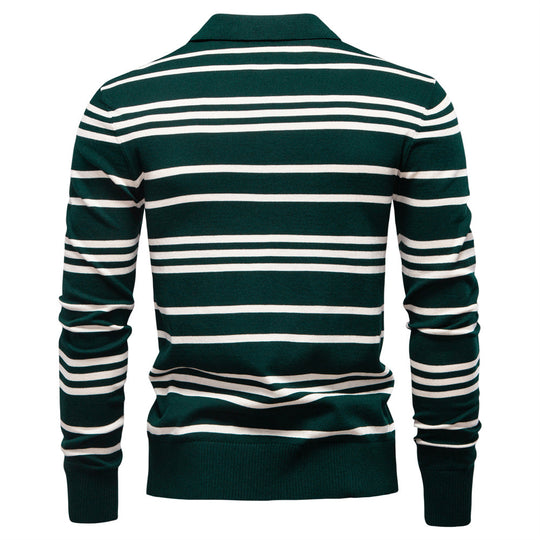 Herren Polo-Pullover mit modischem Streifenmuster und leichter Struktur EB