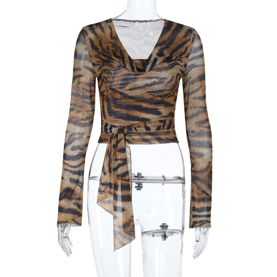 Damen Wickeloberteil mit tiefem V-Ausschnitt und eleganten Rüschendetails EB