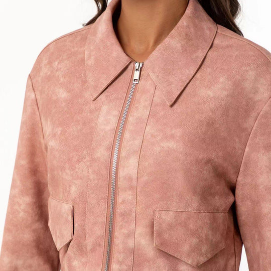 Damen modische cropped Jacke mit aufgesetzten Taschen EB