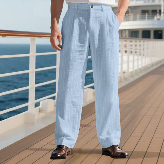 Herren Elegante Streifenhose mit lockerem Schnitt und praktischen Taschen EB