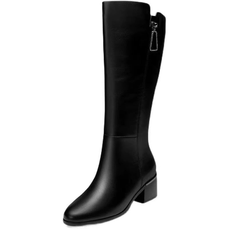 Damen Hochwertige Stiefel mit elegantem Blockabsatz EB