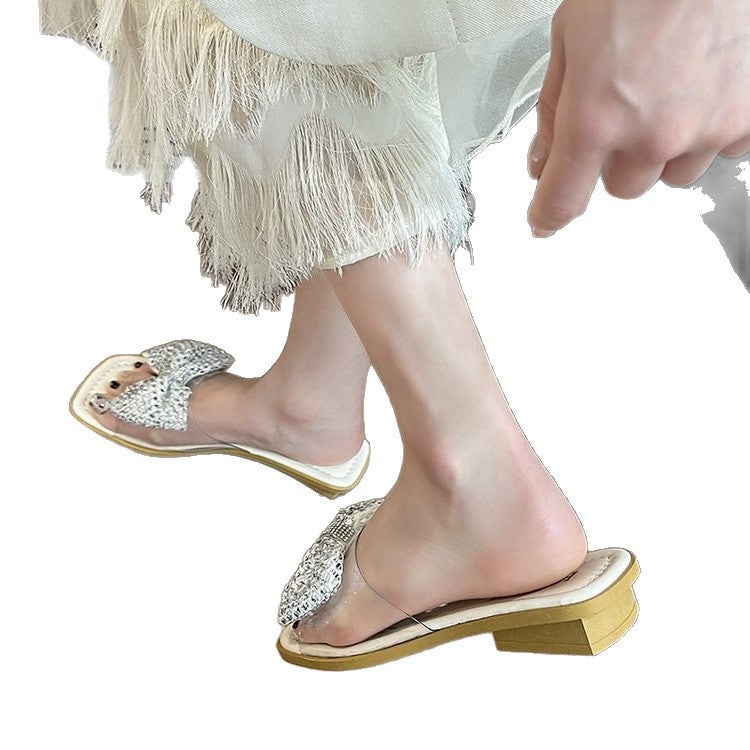 Damen Riemchen-Sandalen mit glamourösen Schleifen und Strass-Applikationen EB