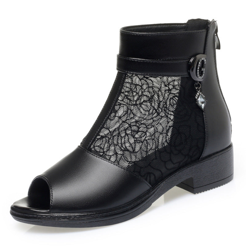 Damen Stiefeletten mit durchlässigem Netzdesign und elegantem Schmuckdetail EB
