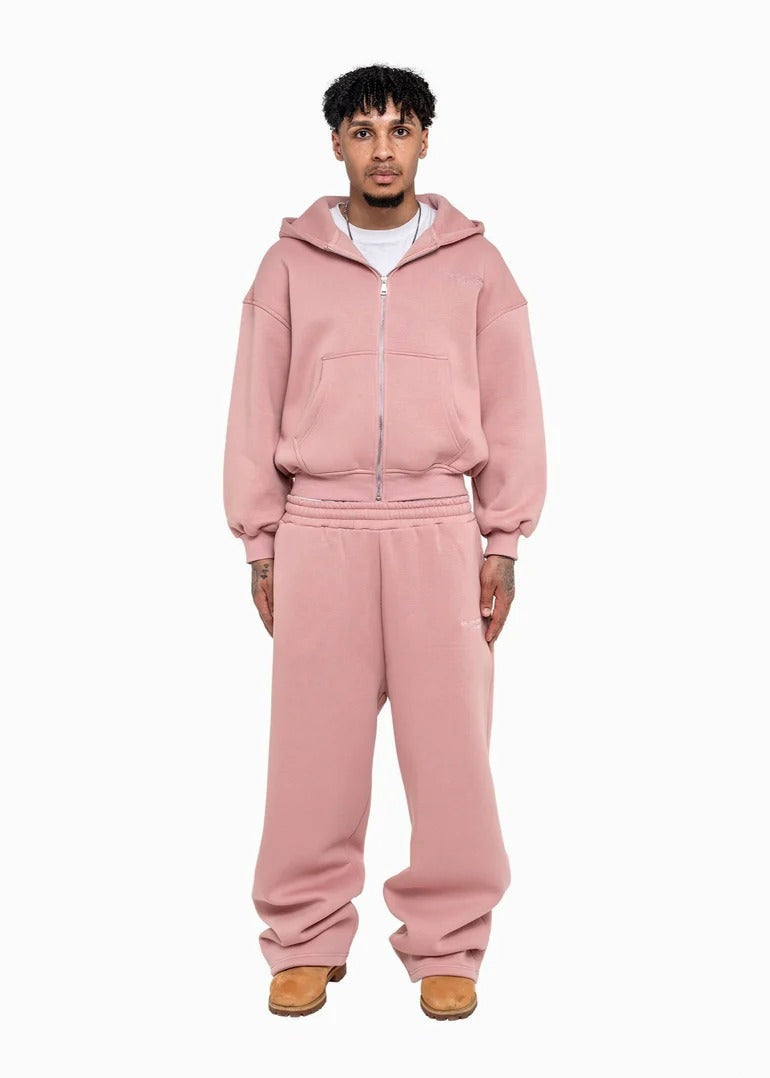 Herren nan lässiges Reißverschluss-Hoodie- und Palazzohose-Set mit dropped-shoulder Silhouette EB