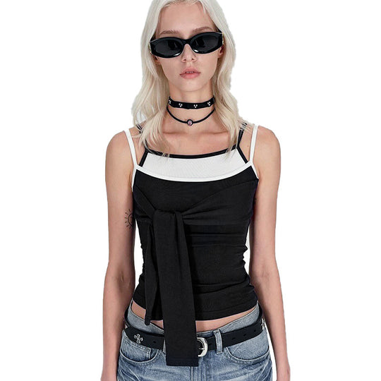 Damen Chic Trägertop mit kreativer Wickeloptik und verstellbaren Trägern EB
