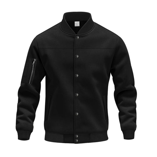 Herren Varsity-Bomberjacke mit Druckknopfverschluss, Ärmeltasche und gerippten Bündchen EB