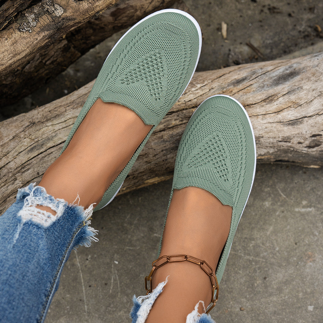 Damen Atmungsaktive Slip-On Freizeitschuhe mit komfortablem Absatz EB