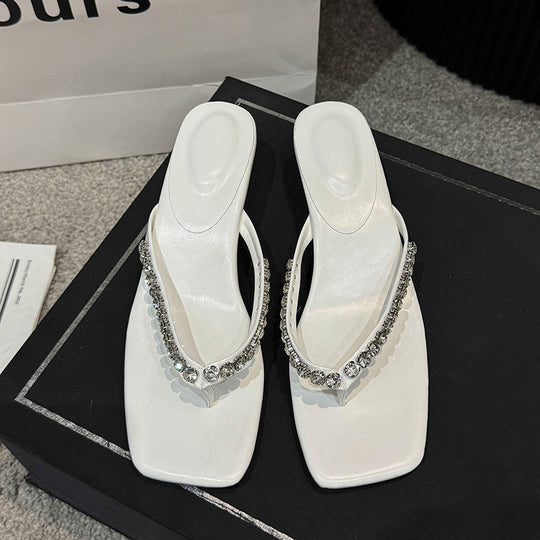 Damen Flip-Flops mit glamourösem Strassbesatz und bequemem Fußbett EB