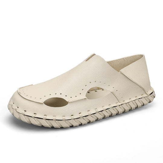 Damen Bequeme und atmungsaktive Leder-Slipper EB