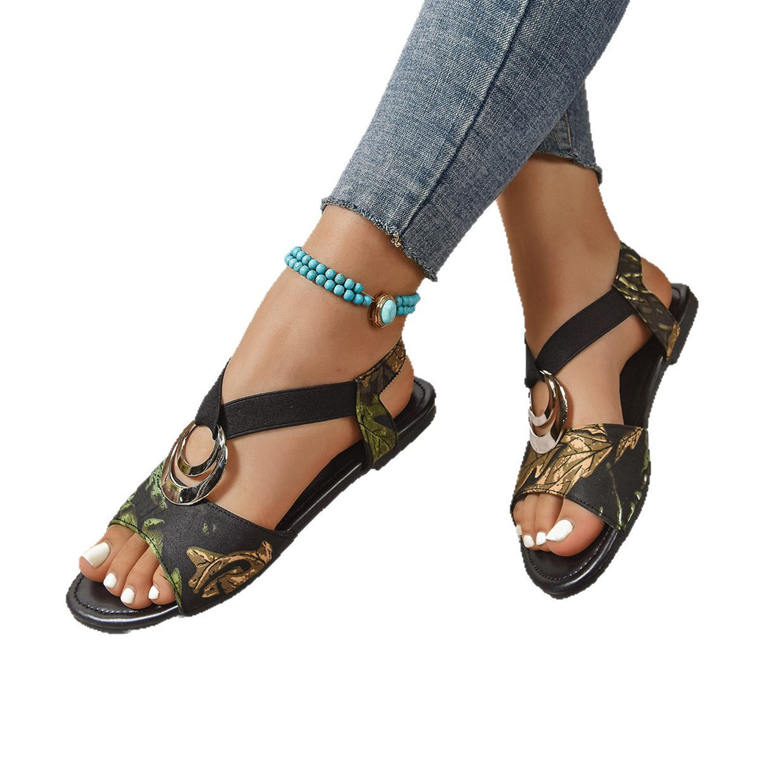 Damen Elegante Riemchen-Sandalen mit modischem Metall-Detail EB