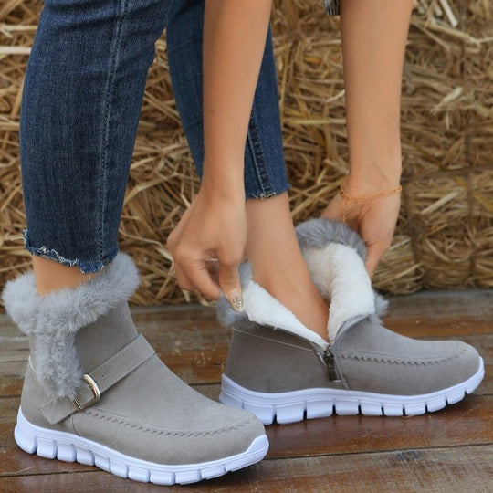 Damen Komfortable Winterstiefel mit modischer Kunstfellverzierung EB