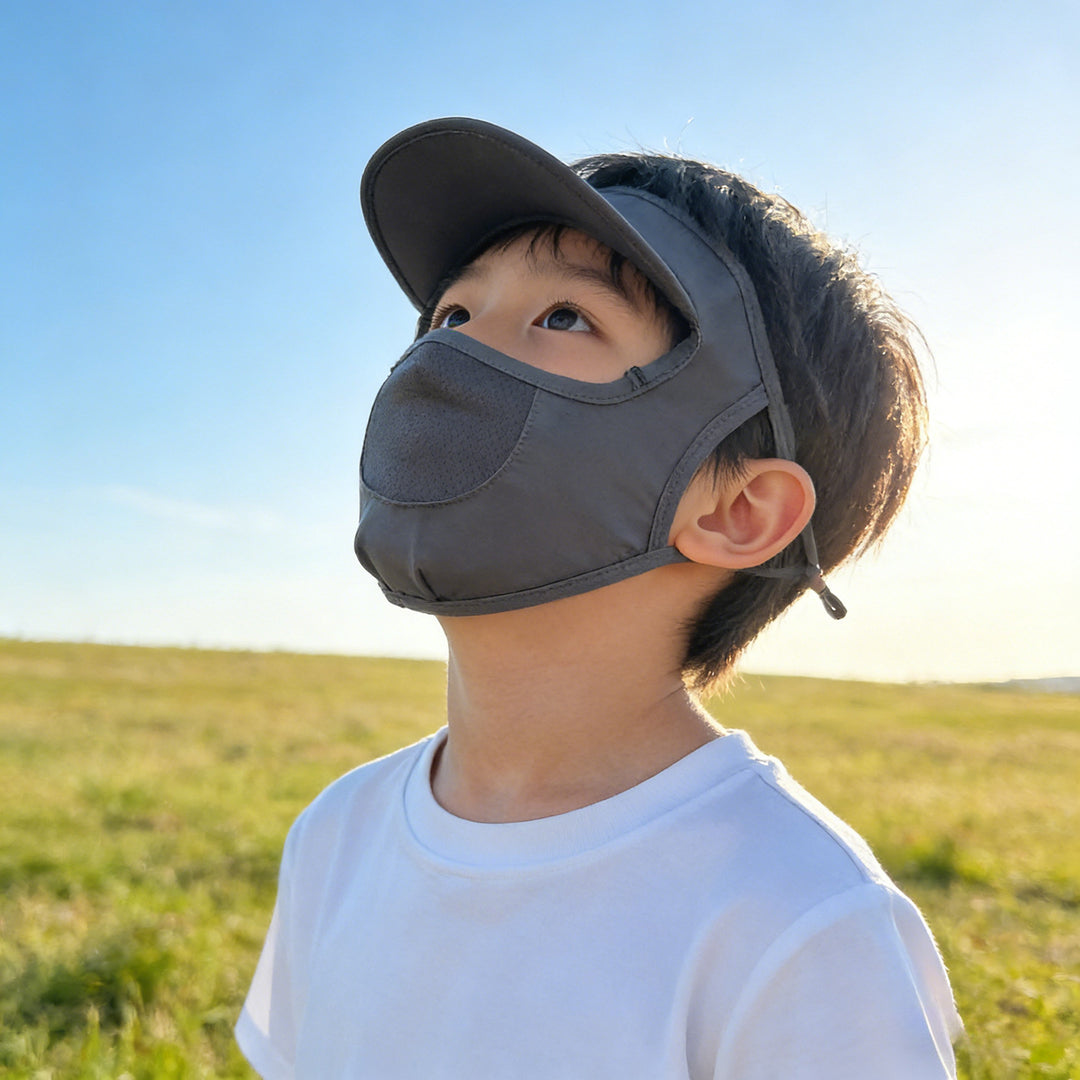 Damen nan Sonnenschutz-Visier mit integrierter atmungsaktiver Gesichtsmaske und verstellbarem Nackenzug EB