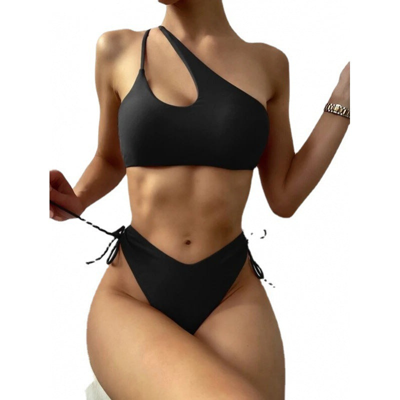 Damen Sportlicher Bikini mit asymmetrischem Oberteil und verstellbaren Trägern EB