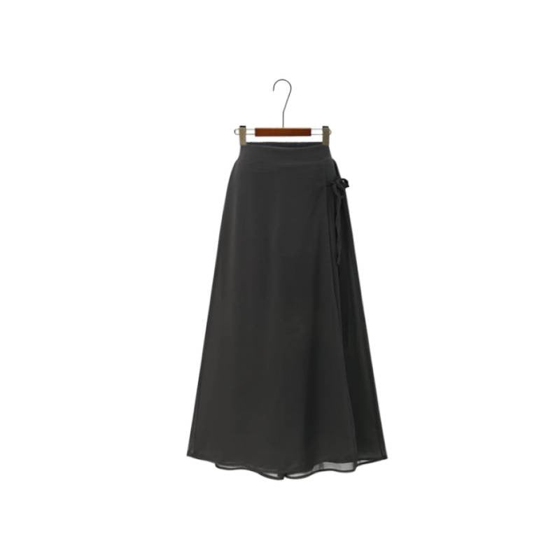 Damen Langer Wickelrock aus fließendem Chiffon EB