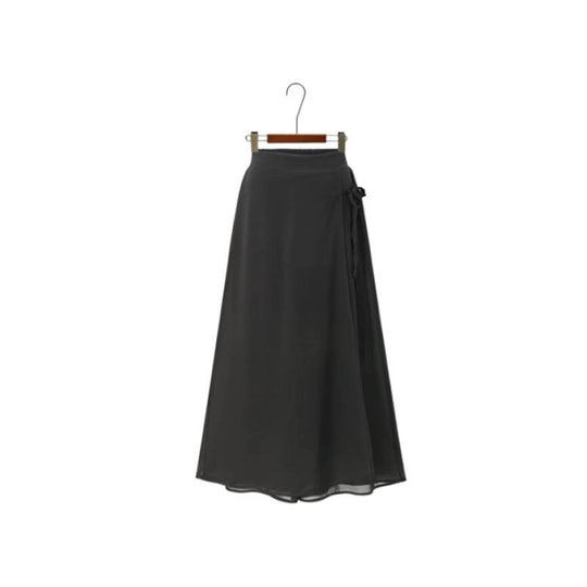 Damen Langer Wickelrock aus fließendem Chiffon EB