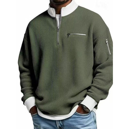 Herren Sweatshirt mit hohem Kragen und praktischem Reißverschluss EB