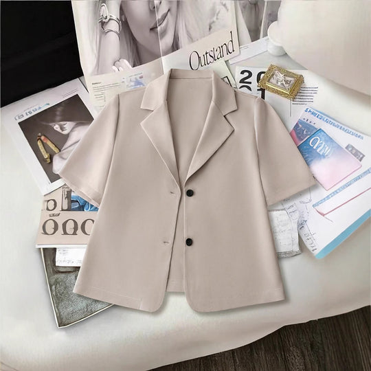 Damen Kurzärmelige Blazerjacke aus leichtem Material EB