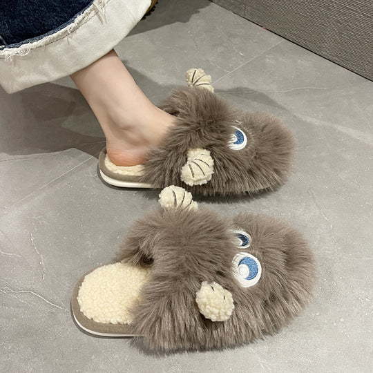 Damen Flauschige Hausschuhe mit tierischem Design EB