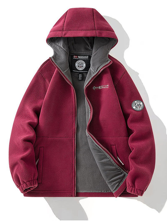 Damen Kapuzen‑Fleecejacke mit ergonomischem Stehkragen, Softshell‑Innenbesatz und Reißverschlusstaschen EB