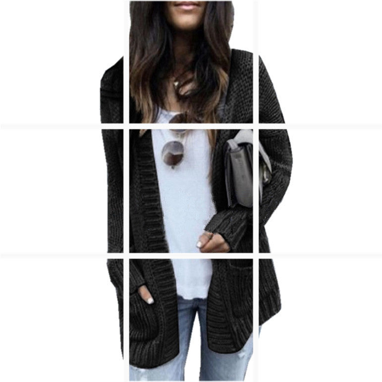 Damen Grobstrick-Cardigan mit lässigem Schnitt und praktischen Taschen EB