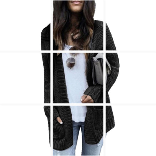 Damen Grobstrick-Cardigan mit lässigem Schnitt und praktischen Taschen EB