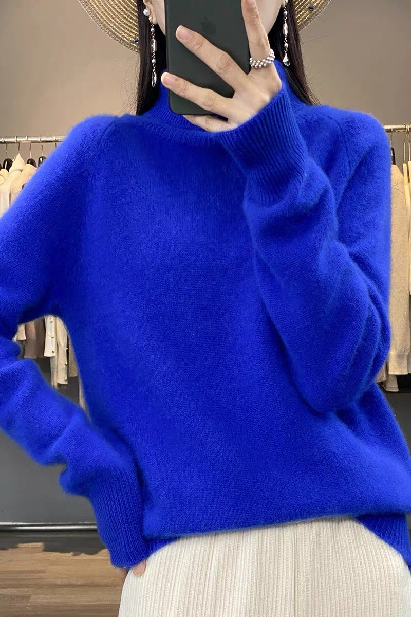 Damen Oversize Feinstrickpullover mit hohem Rollkragen und Seitenschlitzen EB