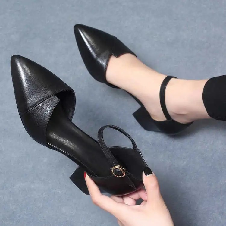 Damen elegante Halbschuhe mit modischer Schnallenverzierung und stabilen Blockabsatz EB