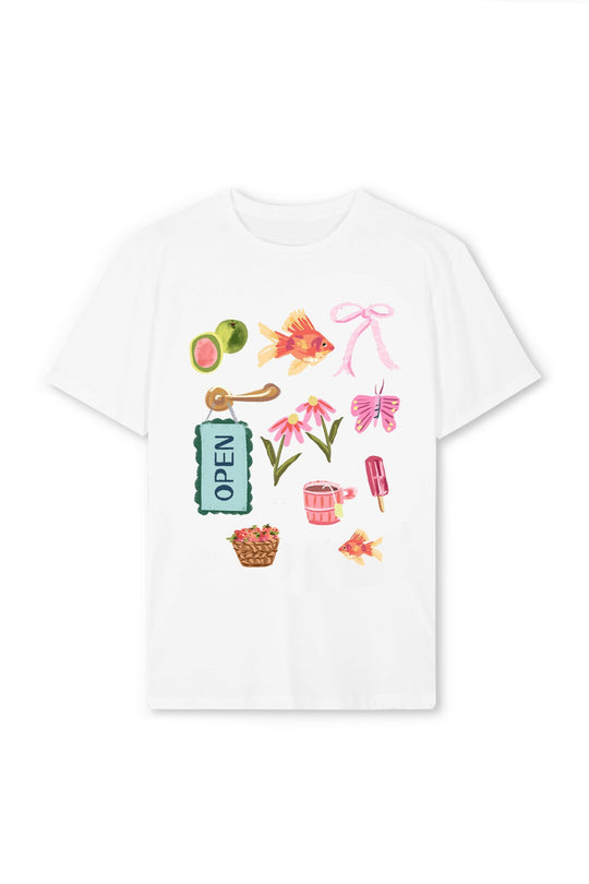 Damen T-Shirt mit farbenfrohem Motiv und kreativem Design EB