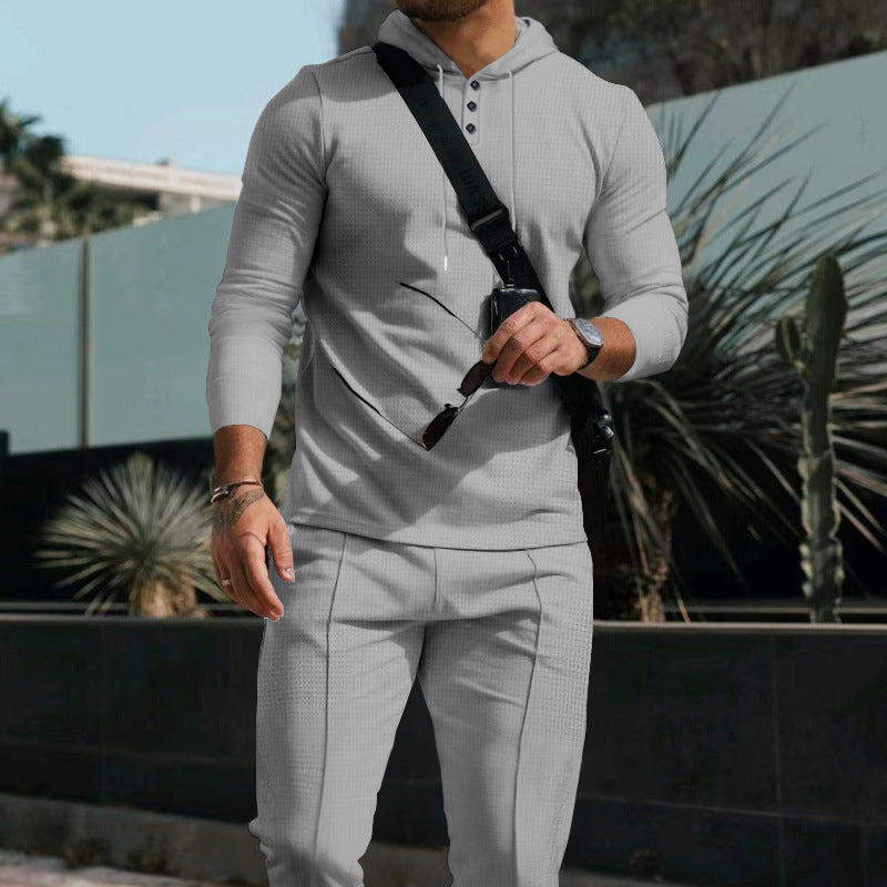Herren nan Slim-Fit Kapuzenpullover und Jogginghose Set aus atmungsaktivem Funktionsjersey EB
