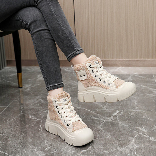 Damen modische High-Top Sneakers mit kuscheligem Innenfutter EB