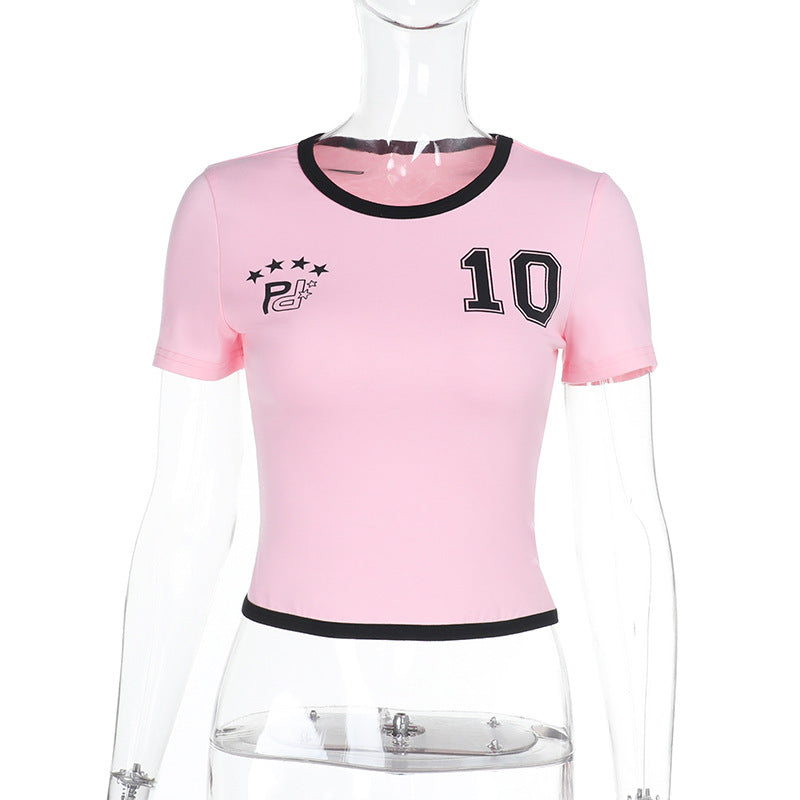 Damen Sportliches Cropped T-Shirt EB
