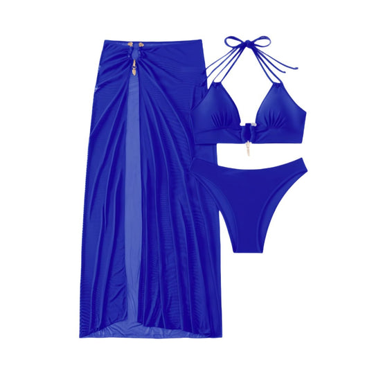 Damen Triangel-Bikini-Set mit eleganter Rock-Überwurf EB