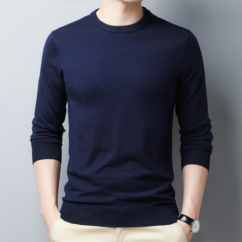 EB | Langarm T-Shirt Slim Fit Wolle Seide Rundhalsausschnitt mit Rippbündchen