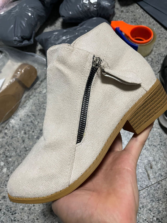 Damen elegante Stiefeletten mit modischer Reißverschluss-Applikation EB