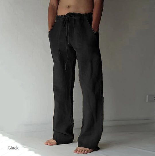 Herren nan Leinenhose mit weitem Schnitt Kordelzug und Seitentaschen EB