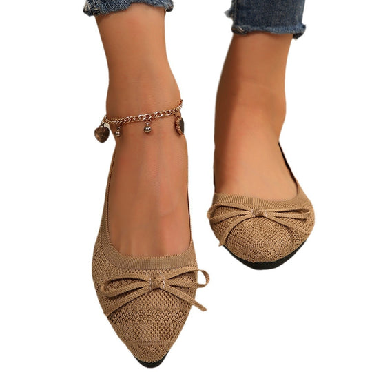Damen elegante Ballerinas mit modischem Schleifendetail und rutschfester Sohle EB
