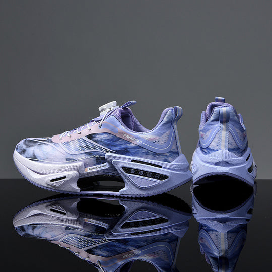 Damen gedämpfte Fashion-Plateau-Sneaker mit sichtbarer Luftkammersohle und elastischem Schaft EB
